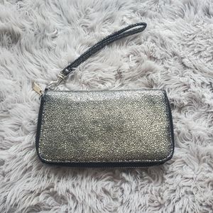 Luxe Metallic Gold and Black Designer Distress Wristlet Wallet